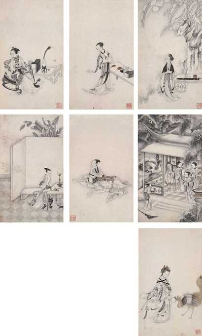 顾见龙 仕女 册页（十开）